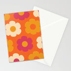 Such Cute Flowers Retro Floral Pattern in 60s 70s Pink Orange Mustard Cream Stationery Card Gallery Image 2