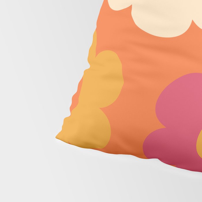 Such Cute Flowers Retro Floral Pattern in 60s 70s Pink Orange Mustard Cream Pillow Sham Gallery Image 4