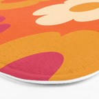 Such Cute Flowers Retro Floral Pattern in 60s 70s Pink Orange Mustard Cream Bath Mat Gallery Image 3