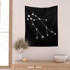 Gemini Zodiac Star Constellation Line Art Black Wall Tapestry Gallery Image 2