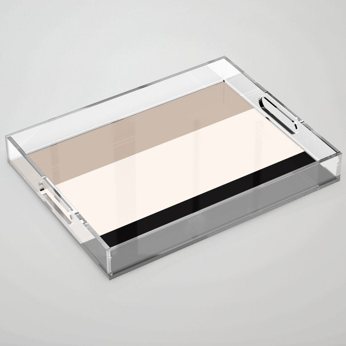 black tan cream bold stripes Acrylic Tray Gallery Image 1