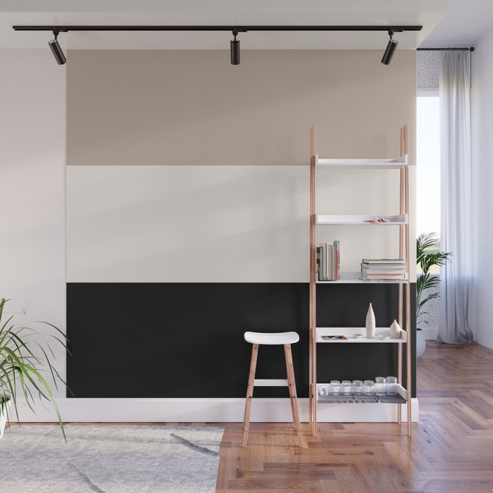 black tan cream bold stripes Wall Mural Gallery Image 1