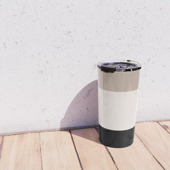 black tan cream bold stripes Travel Mug Gallery Image 4