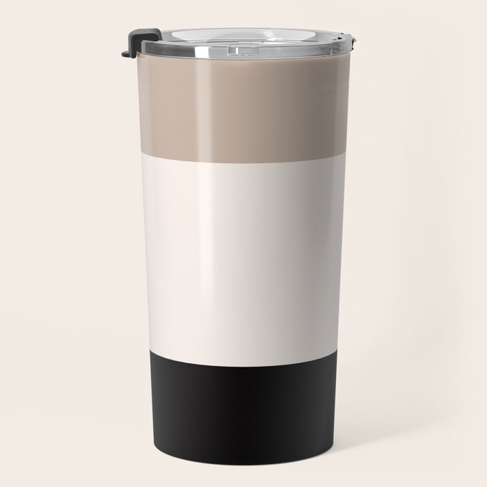 black tan cream bold stripes Travel Mug Gallery Image 3