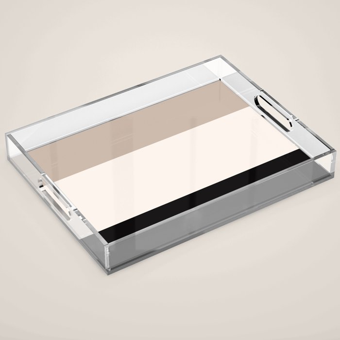 black tan cream bold stripes Acrylic Tray Gallery Image 1