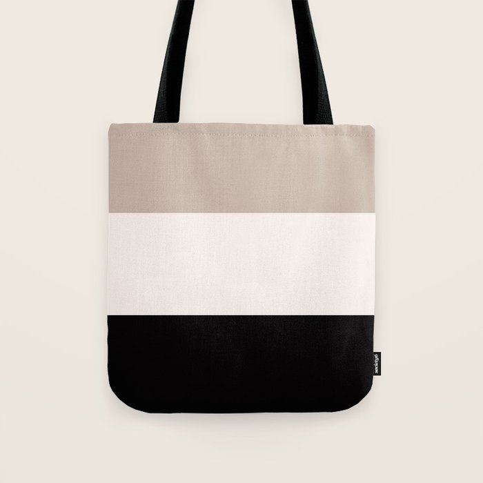 black tan cream bold stripes Tote Bag Gallery Image 1