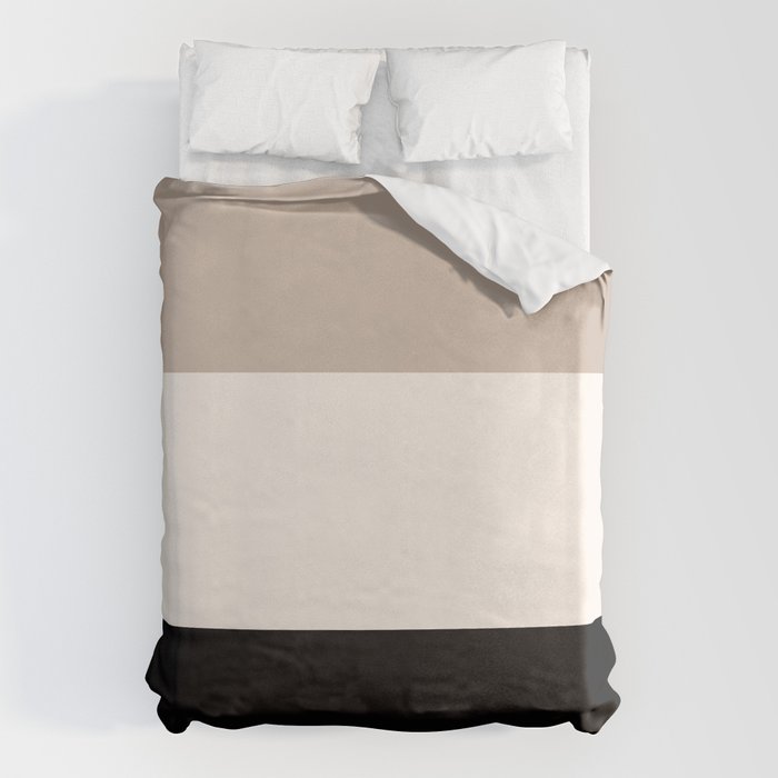 black tan cream bold stripes Duvet Cover Gallery Image 1