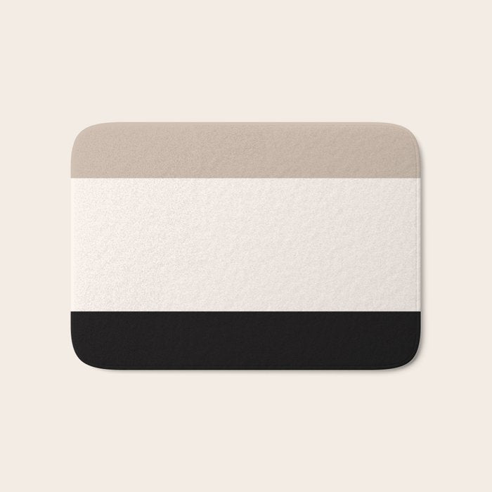 black tan cream bold stripes Bath Mat Gallery Image 1