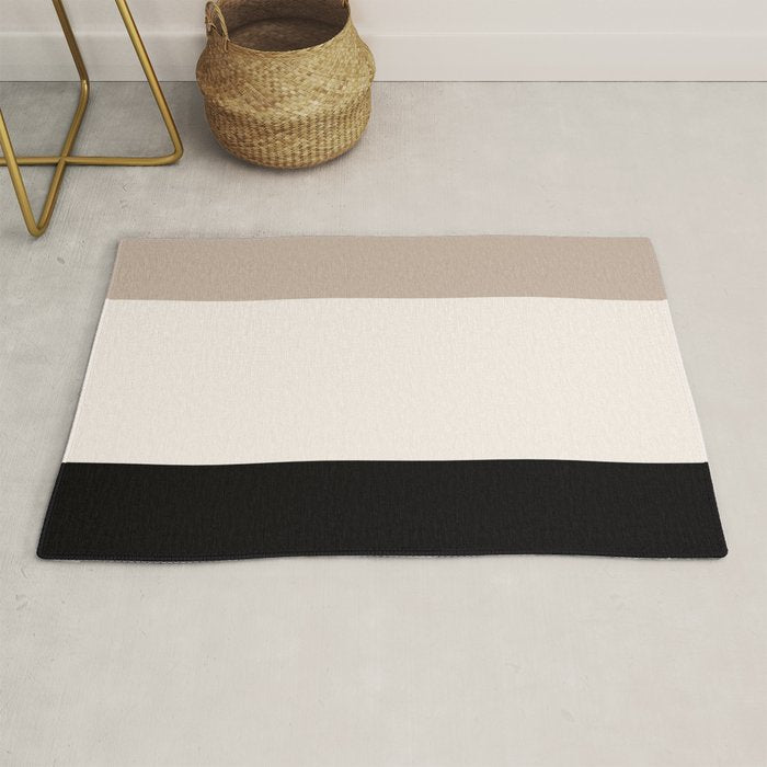 black tan cream bold stripes Rug Gallery Image 1