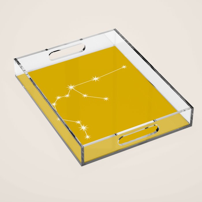 Aquarius Zodiac Star Constellation Line Art Golden Yellow Acrylic Tray Gallery Image 1