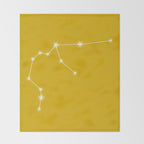 Aquarius Zodiac Star Constellation Line Art Golden Yellow Throw Blanket Gallery Image 2
