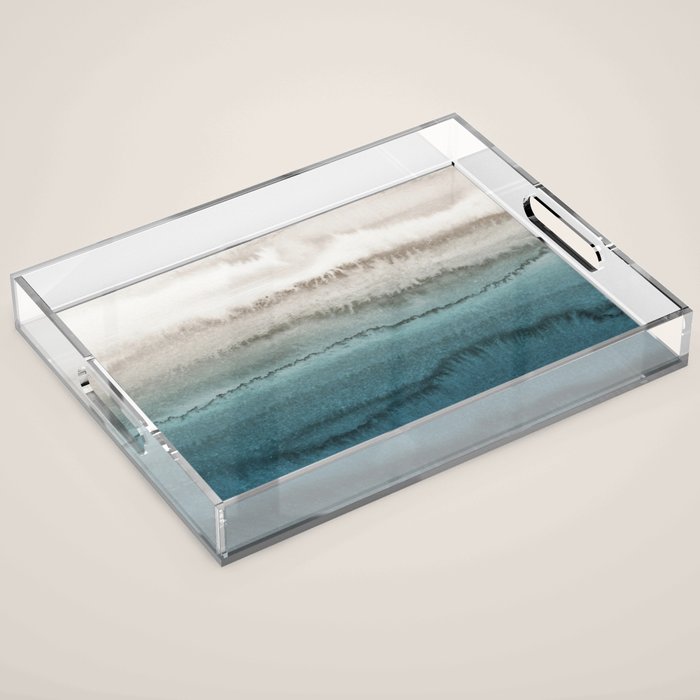 WITHIN THE TIDES - CRASHING WAVES TEAL Acrylic Tray Gallery Image 1
