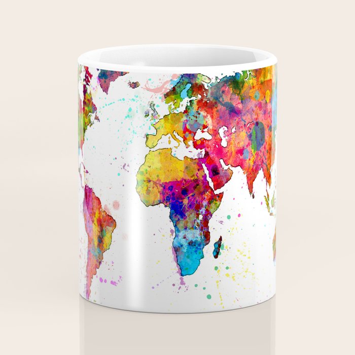 Map of the World Map Watercolor Coffee Mug Gallery Image 4