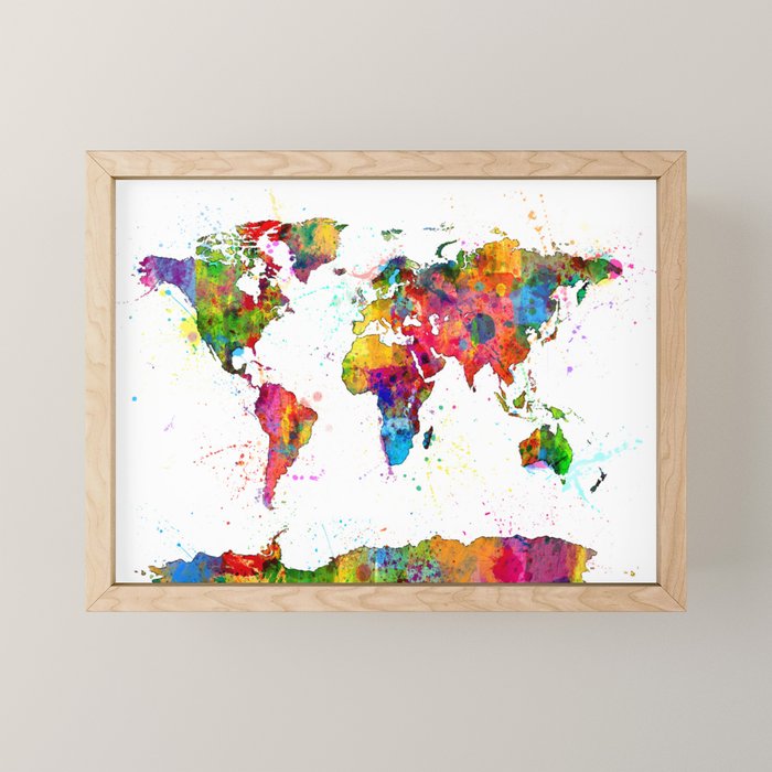 Map of the World Map Watercolor Mini Art Print Gallery Image 1