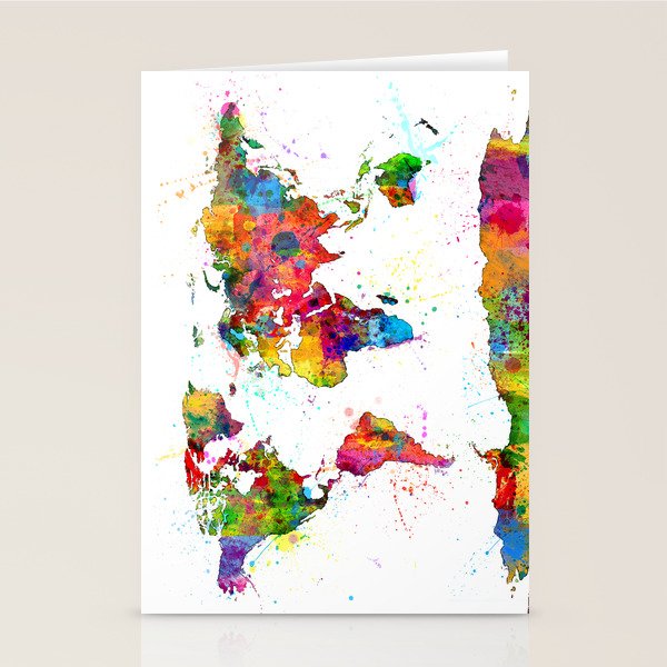 Map of the World Map Watercolor Stationery Card Gallery Image 1