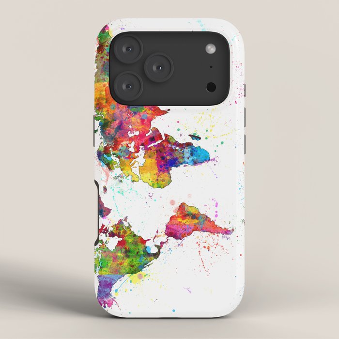 Map of the World Map Watercolor iPhone Case Gallery Image 3