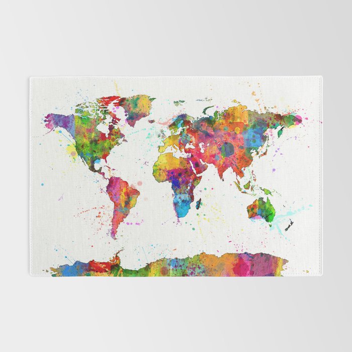Map of the World Map Watercolor Rug Gallery Image 2
