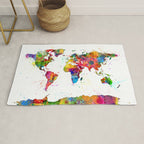 Map of the World Map Watercolor Rug Gallery Image 1