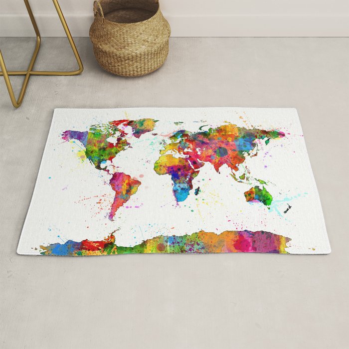 Map of the World Map Watercolor Rug Gallery Image 1
