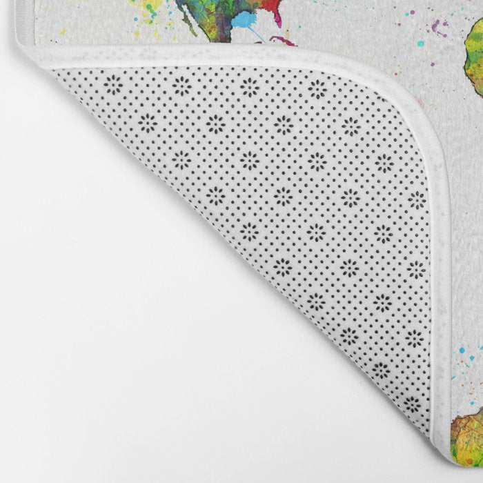 Map of the World Map Watercolor Bath Mat Gallery Image 2