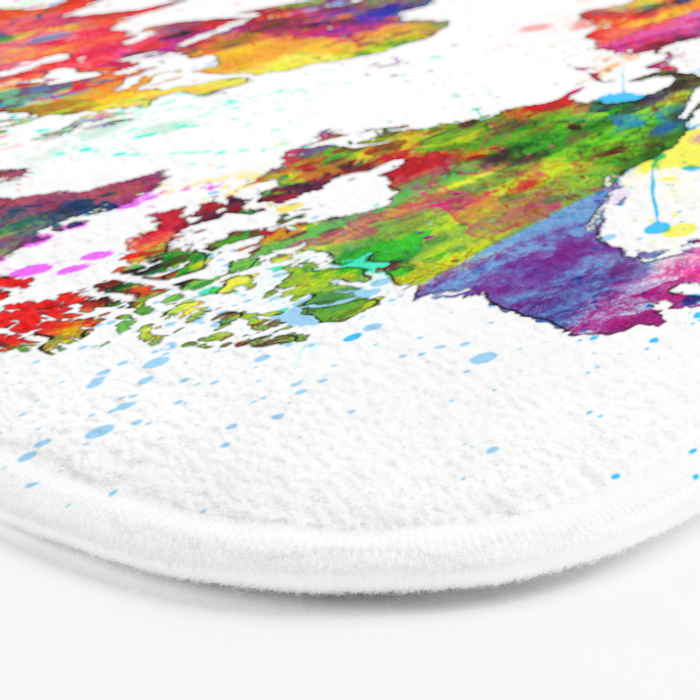 Map of the World Map Watercolor Bath Mat Gallery Image 3