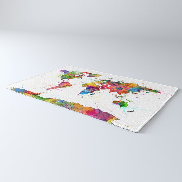 Map of the World Map Watercolor Rug Gallery Image 3