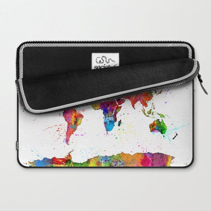 Map of the World Map Watercolor Laptop Sleeve Gallery Image 2