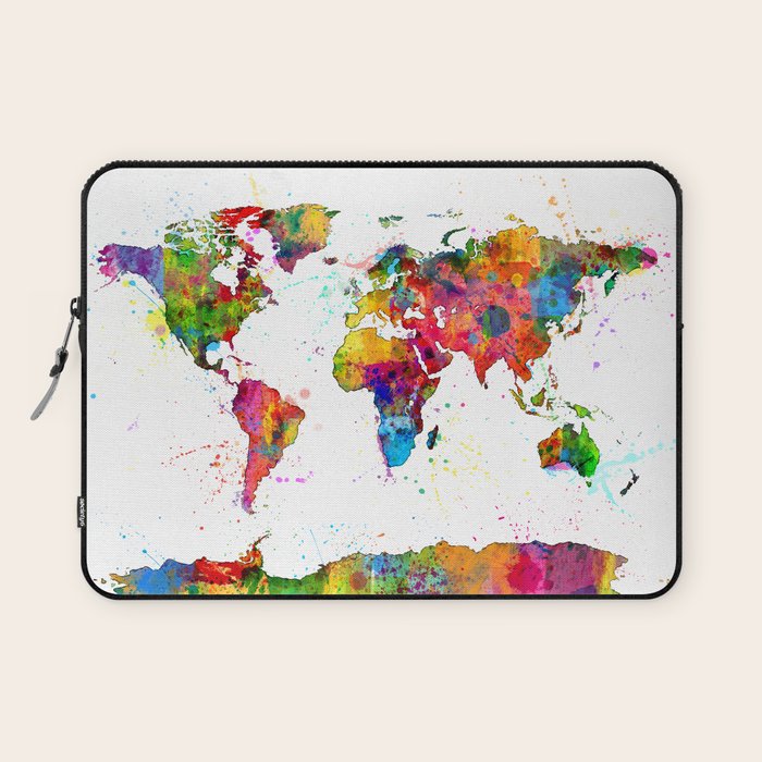 Map of the World Map Watercolor Laptop Sleeve Gallery Image 1