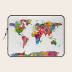 Map of the World Map Watercolor Laptop Sleeve Gallery Image 1