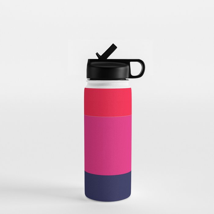 cherry red hot pink navy blue Water Bottle Gallery Image 1