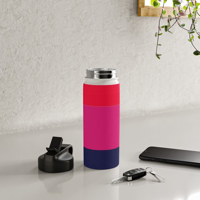 cherry red hot pink navy blue Water Bottle Gallery Image 4