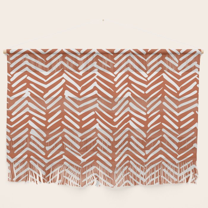 Boho, Abstract, Herringbone, Pattern, Terracotta Wall Hanging Gallery Image 1