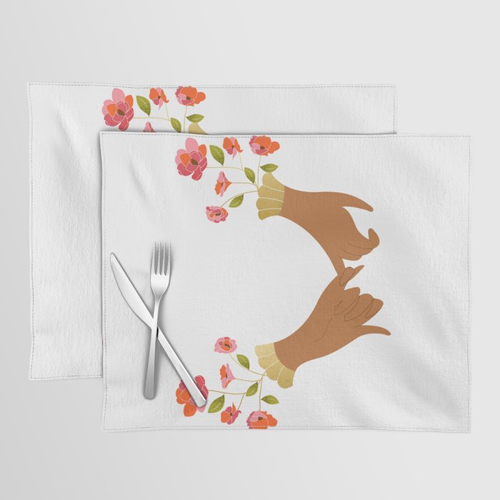 Pinky Promise | Valentine's Day Love Friendship | Floral Botanical Join Hands Forever  Placemat Gallery Image 1