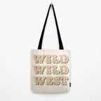 Cool Retro Red & Green "Wild Wild West" Typography Art Tote Bag Gallery Image 2