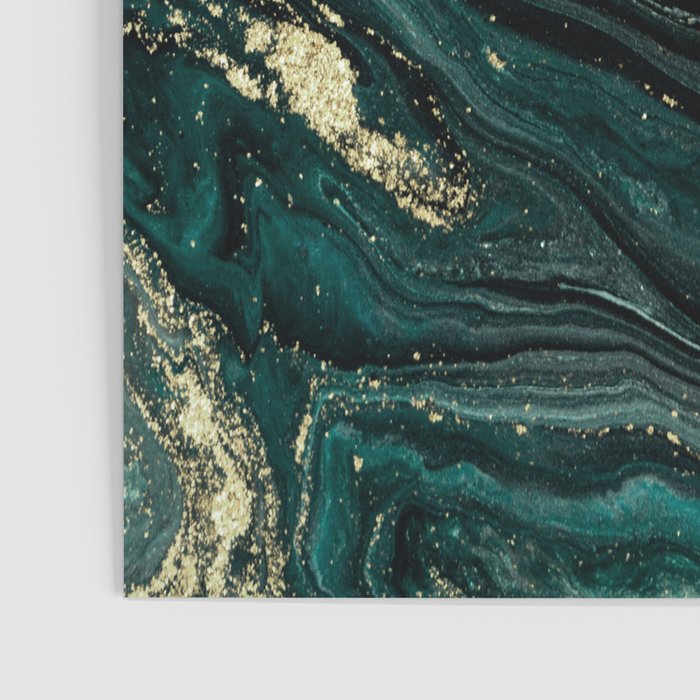 Abstract Pour Painting Liquid Marble Abstract Dark Green Painting Gold Accent Agate Stone Layers Poster Gallery Image 3