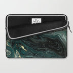 Abstract Pour Painting Liquid Marble Abstract Dark Green Painting Gold Accent Agate Stone Layers Laptop Sleeve Gallery Image 2