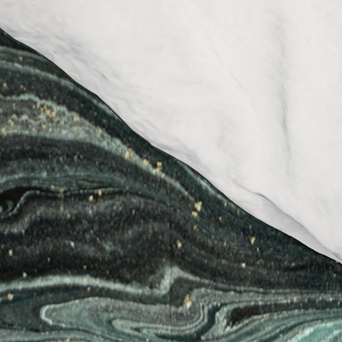 Abstract Pour Painting Liquid Marble Abstract Dark Green Painting Gold Accent Agate Stone Layers Comforter Gallery Image 4