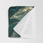 Abstract Pour Painting Liquid Marble Abstract Dark Green Painting Gold Accent Agate Stone Layers Throw Blanket Gallery Image 3