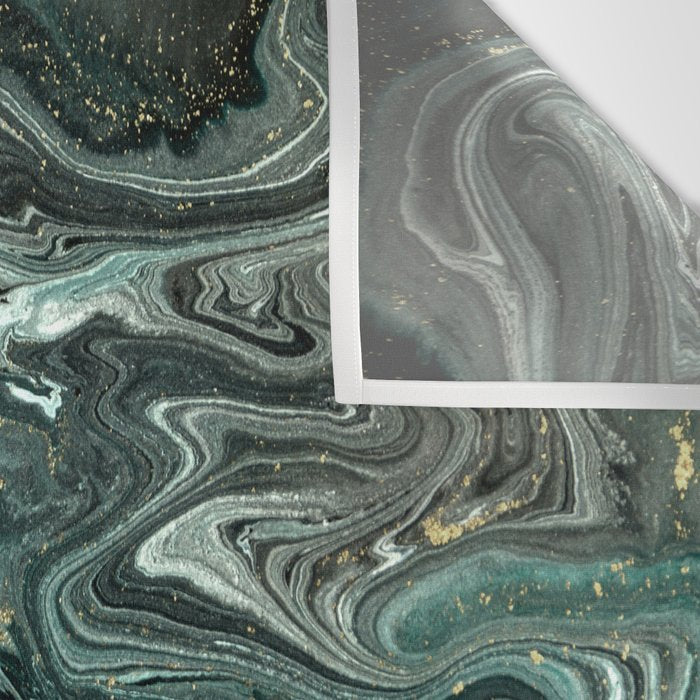 Abstract Pour Painting Liquid Marble Abstract Dark Green Painting Gold Accent Agate Stone Layers Wall Tapestry Gallery Image 3
