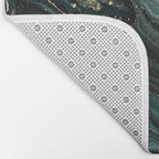 Abstract Pour Painting Liquid Marble Abstract Dark Green Painting Gold Accent Agate Stone Layers Bath Mat Gallery Image 2