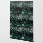 Abstract Pour Painting Liquid Marble Abstract Dark Green Painting Gold Accent Agate Stone Layers Wallpaper Gallery Image 2