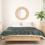 Abstract Pour Painting Liquid Marble Abstract Dark Green Painting Gold Accent Agate Stone Layers Duvet Cover Gallery Image 3