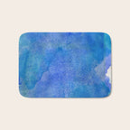 Hand painted abstract blue green watercolor brushstrokes Bath Mat Gallery Image 1