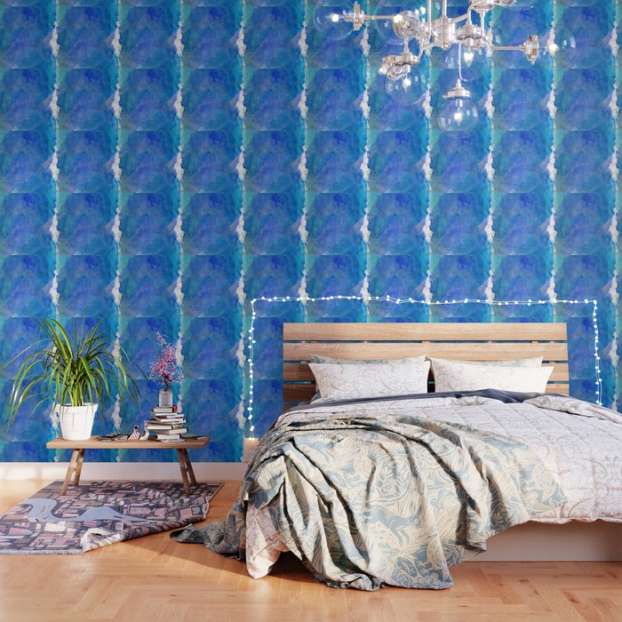 Hand painted abstract blue green watercolor brushstrokes Wallpaper Gallery Image 3