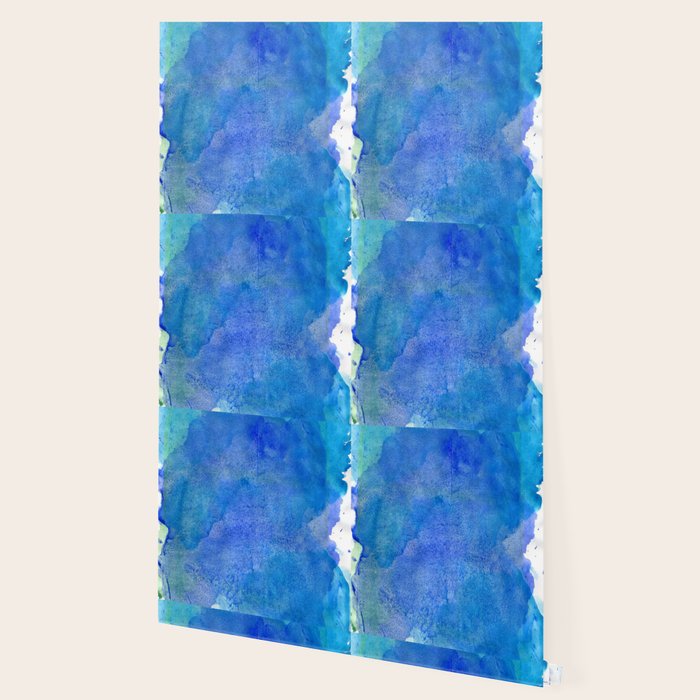 Hand painted abstract blue green watercolor brushstrokes Wallpaper Gallery Image 2