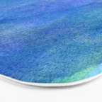 Hand painted abstract blue green watercolor brushstrokes Bath Mat Gallery Image 3