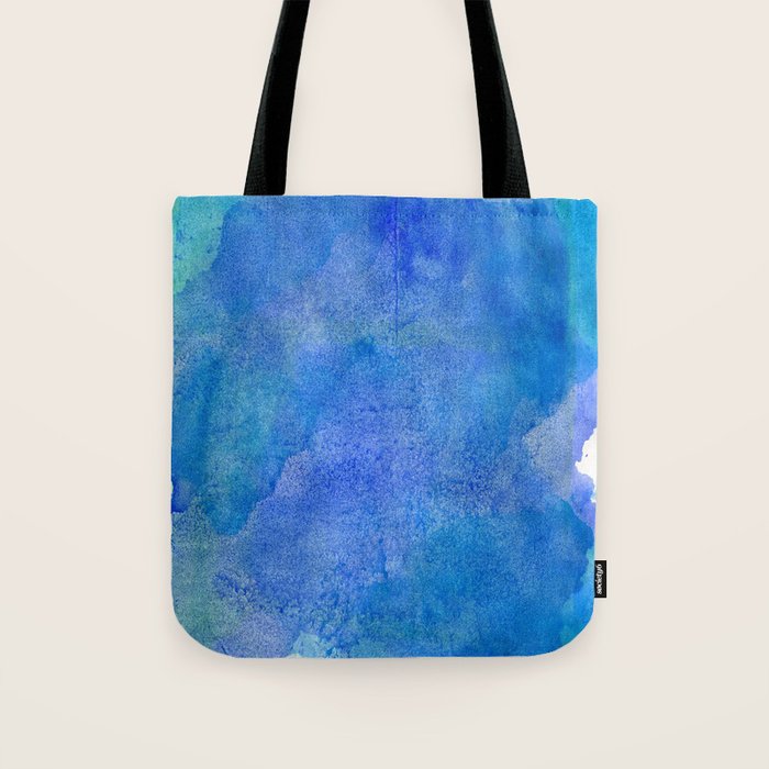 Hand painted abstract blue green watercolor brushstrokes Tote Bag Gallery Image 1