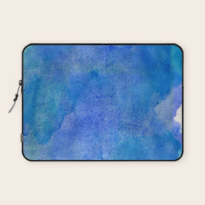 Hand painted abstract blue green watercolor brushstrokes Laptop Sleeve Gallery Image 1