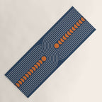 Geometric Lines in Navy and Orange (Rainbow and Moon Phases Abstract) Yoga Mat Gallery Image 1