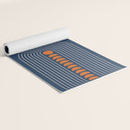 Geometric Lines in Navy and Orange (Rainbow and Moon Phases Abstract) Yoga Mat Gallery Image 2